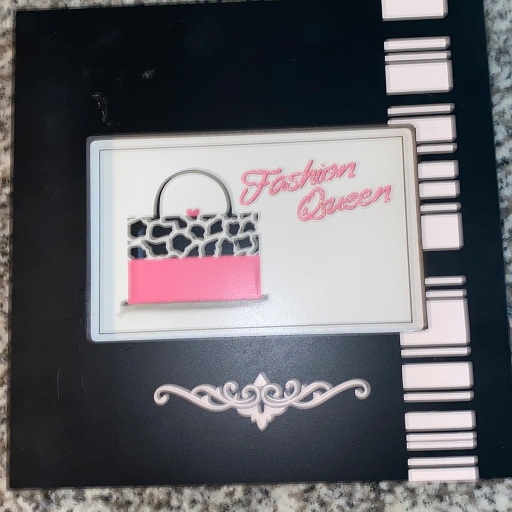 Pink/white/black accent picture 11”x 11”